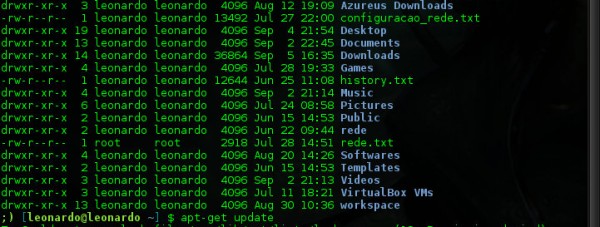 Um prompt bash colorido com retorno dos comandos em smiles