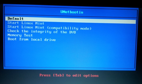 Menu de boot do Grub com UnetBootin Menu do Grub