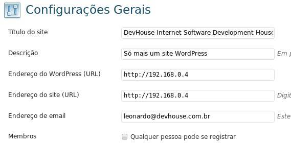 Configurações Gerais do WordPress Configurações Gerais do WordPress
