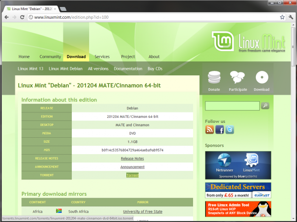 Escolha um mirror para download. Lista de mirrors para download.