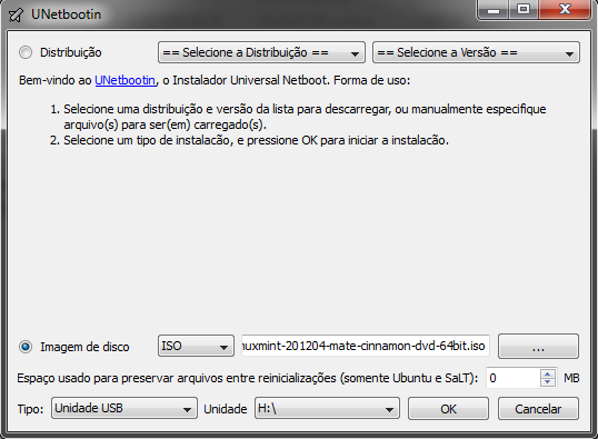 Preparando o pendrive para instalação. Unetbootin