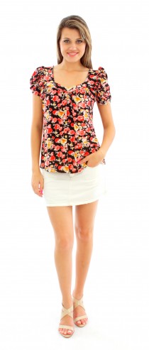 BLUSA MALHA ESTAMPA FLORAL